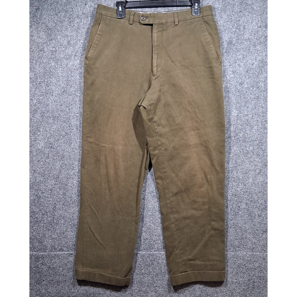 NH System Mens Olive Green Cotton Twill Trousers Made in Italy Size 34 (Fits 30)